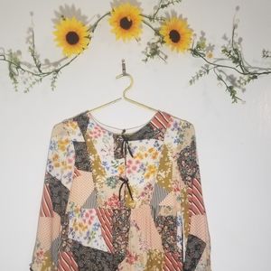 Zara kids patchwork dress with faux velvet hems